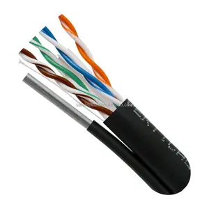 Cat6, UTP, UV Veste Extérieure, CMX, Messager, 1000ft, Noir, câble Ethernet, Bobine En Bois