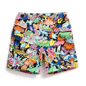 Großhandel Männer Shorts für Strand Cartoon Animal Print Niedrige Bade bekleidung Wasserdichte Plus Size Volleyball Shorts Badehose mit Taschen