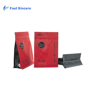 Recycle Roasted <strong>Square</strong> Bottom Coffee <strong>Bean</strong> Packaging <strong>Bag</strong> with Custom Zipper, Easy-Tear Notch, Valve - Product Image 2