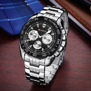 CURREN 8077热卖时尚休闲奢华男士手表模拟石英商务经典时尚OEM不锈钢男士手表