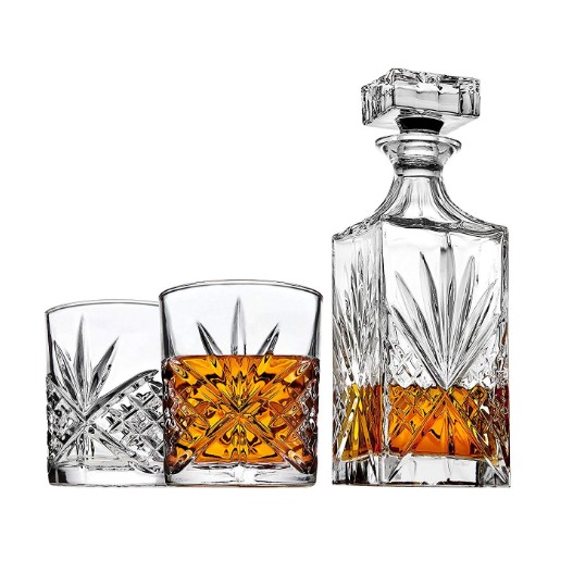 Haonai Crystal Whiskey Decanter And Glasses Bar Set 5pcs Whiskey Decanter Set
