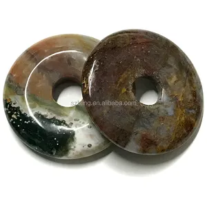 Natural gemstone donut batu charm pendant