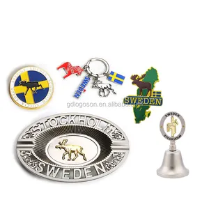 Souvenir Sweden Icons Key Ring Hemslojd Swedish Gifts Sweden Metal Fridge Magnet