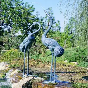 Modern Decoration Large Bronze Crane Bird Fountain Sculptures