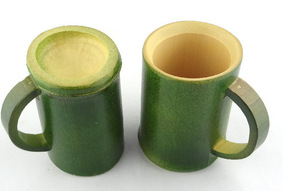 Tazza da caffè in bambù di colore verde naturale con manico - Product Image 6