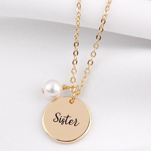 Collana <span class=keywords><strong>in</strong></span> Acciaio Inossidabile Regalo <span class=keywords><strong>Madre</strong></span> Figlia Personalizzata con Moneta Incisa e <span class=keywords><strong>Nome</strong></span> con Perla - Product Image 6