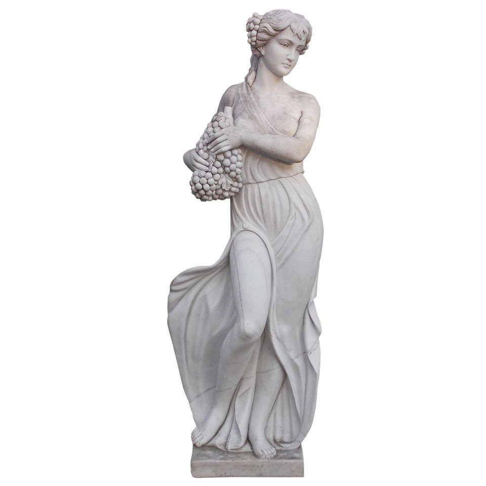 大理石 彫刻 白 可愛い 女の子 Classical-Garden-Decoration-