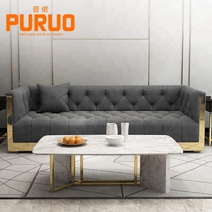 Canapé de salon moderne en bois noir argenté en tissu/PU/cuir nouvelle technologie ensemble de canapés en cuir canapé noir sectionnel - Product Image 5