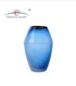 China Import Blauw Art Craft Hand Gemaakt Glas Vazen Voor Centerpieces