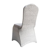 Housse de chaise extensible en spandex à paillettes argentées pour événements, banquets de mariage, hôtels, décoration et location en gros