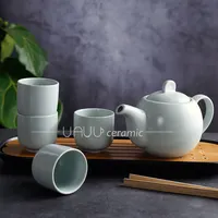 Kleurrijke Matte Geglazuurd Nordic Koffie Set Japanse Stijl Porselein Theepot 4 Cups Set Keramische Thee Pot Thee Set