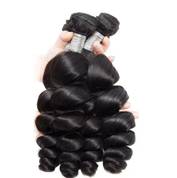 9A Brasiliano Onda Allentata Bundle Nero Naturale 1B Estensioni del Tessuto Dei Capelli Fasci Capelli Umani di 100% di Remy Dei Capelli 1/3 /4 pz/lotto