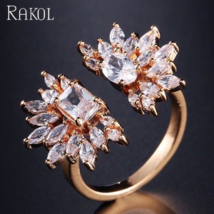 RAKOL RP244 Anelli Quadrati Placcati <span class=keywords><strong>Oro</strong></span> per Donne, Gioielli Personalizzati per Matrimoni, Fidanzamenti e Feste alla Moda - Product Image 6