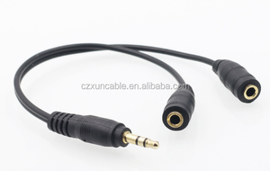 Chapado en oro 3,5mm estéreo 1 macho a 2 hembra conector de Audio Y divisor Cable de auriculares adaptador Cable para compartir música - Product Image 2