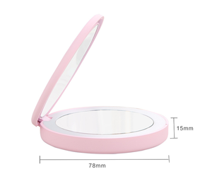 Wholesale Modern Girls DIY logo Colorful USB Charging ABS Plastic Glass Women Double-sided Pocket Makeup Foldable LED Mirror