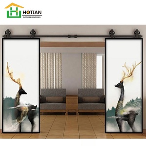 Miroir noir portes de <span class=keywords><strong>grange</strong></span> cadre en verre trempé <span class=keywords><strong>porte</strong></span> de <span class=keywords><strong>grange</strong></span> <span class=keywords><strong>coulissante</strong></span> avec quincaillerie en gros - Product Image 3