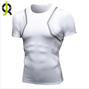Camiseta ajustada de manga corta para hombre, camiseta de compresión de secado rápido con logotipo personalizado de fábrica y último diseño - Product Image 3