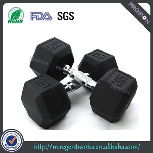 Crossfit Gym Equipo basic rubber gum coated Hexagonal Dumbbell - Product Image 1