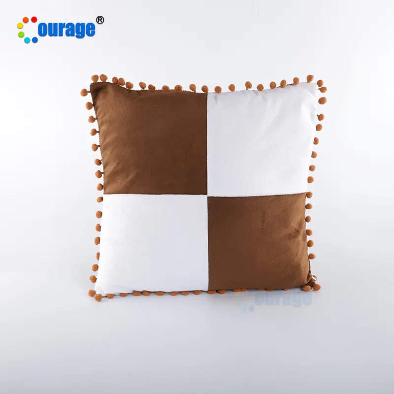 Sarung bantal bayi bahan beludru, sarung bantal lempar sublimasi warna kopi untuk bayi