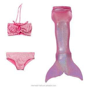Costume da Bagno Sportivo a Coda di Sirena per Bambine 6-12 Anni, Set Bikini Stampato Anti-UV ad Asciugatura Rapida - Product Image 4