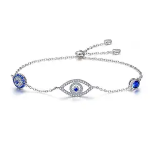 Pulsera de plata de ley 925 para mujer, nuevo brazalete Chapado en platino, ojo guardián europeo y americano, SCB089