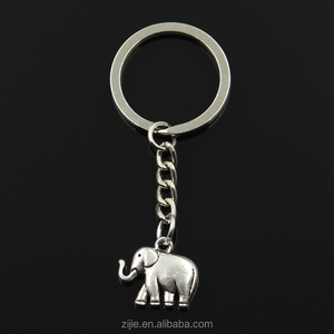 Moda 30mm llavero dominante del metal Keychain joyería plata <span class=keywords><strong>antigua</strong></span> plateada doble cara elefante 21*18 * 5mm colgante - Product Image 1