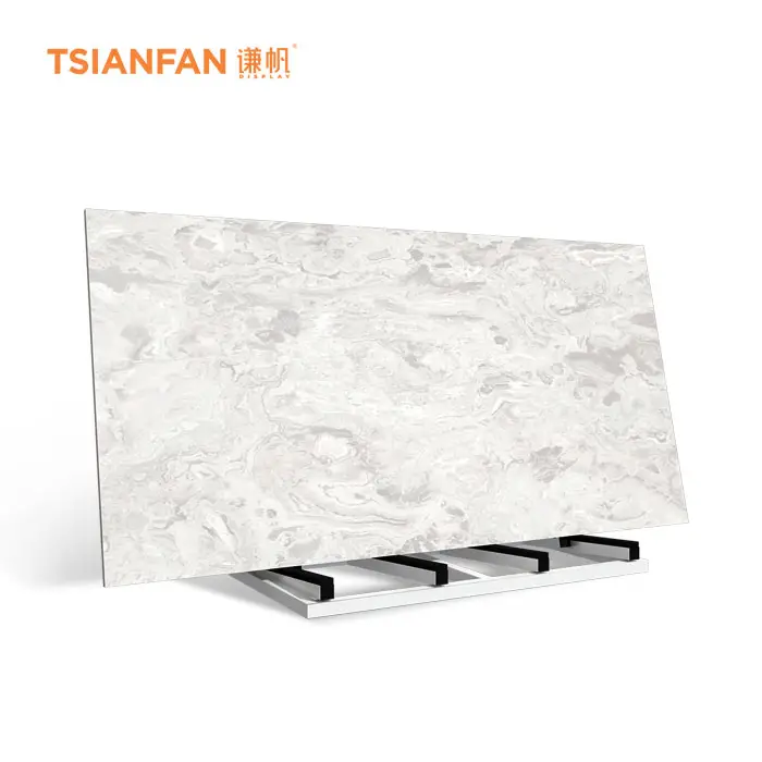 High quality floor stone slabs tile display shelf glass marble slab display stand rack towers Chinese factory