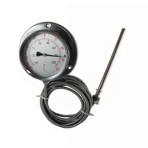 Semua Stainless Steel Bayonet Ring-ss Gas Penuh Capillary Thermometer Industrial Thermometer