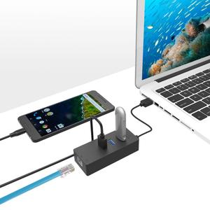ICZI Đen USB 3.0 HUB với 3 cổng & 1000M Ethernet RJ45 12-tháng bảo hành Tương thích với bề mặt Pro 6 máy tính xách tay trong kho - Product Image 5