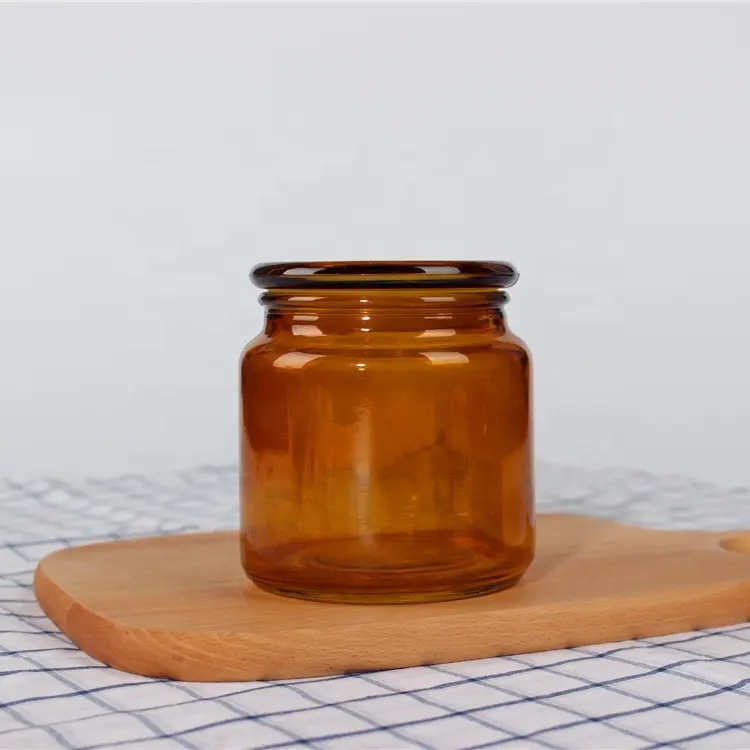 Fabrika üreticisi amber cam mum kavanoz cam mumluk kapaklı 500 ml
