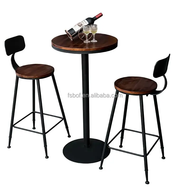 new fashion cafe furniture high top cocktail tables and chairs wrought iron round square quadrate bar table chair designer