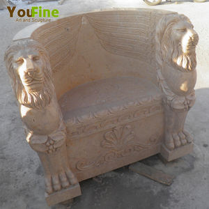 เก้าอี้หินอ่อนสีเหลืองสำหรับสวนกลางแจ้งพร้อมหัวสิงโต - Product Image 2