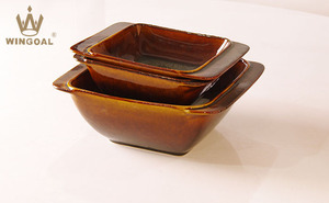 Lot de bols rectangulaires en céramique Microware Safe, émaillés flambe, pour soupe et service, vente en gros - Product Image 2