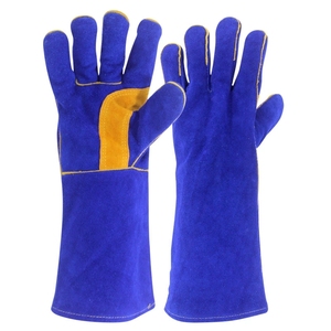Guantes de trabajo de cuero largos divididos de vaca roja - Product Image 3