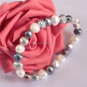 8-9mm Süßwasser echtes Süßwasser kultiviert natürliche Barock Perlen Armband Schmuck Armreif elastische Stretch Perlen Armband - Product Image 4