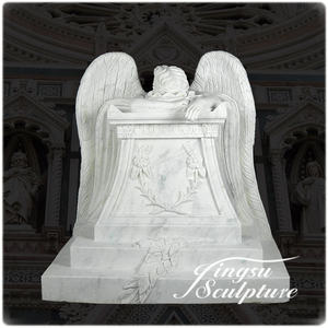 Estatua de Ángel Triste Acostado Llorando, Tallada a Mano en Mármol, para Cementerio - Product Image 3