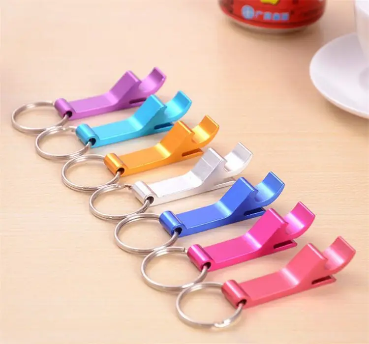 Convenient Colorful OEM Logo Aluminium Alloy Pocket Bottle Opener with Key Chain