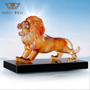Figurine de Lion en verre cristal, art créatif, Statue d'animaux sauvages, décoration de maison - Product Image 5