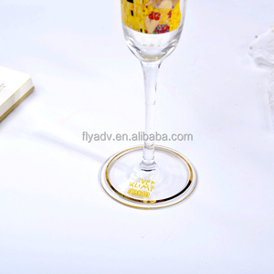 The Wholesale Decorative Decal Gold Rim <strong>Champagne</strong> <strong>Flutes</strong> With Long <strong>Stem</strong> <strong>Champagne</strong> Glass for Valentine's Day - Product Image 3