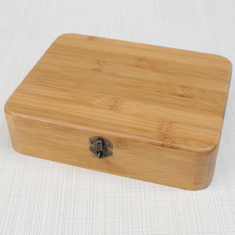 बांस ठोस लकड़ी दौर काज मानसिक ताला फ्लिप ढक्कन भंडारण लकड़ी के बॉक्स