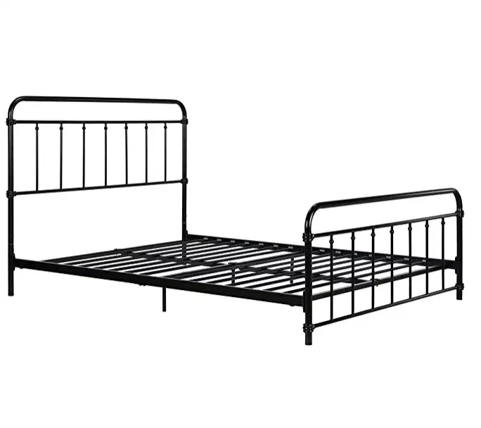 سرير معدني حديدي مع لوح أمامي ولوحة قدم ، ارتفاع قابل للتعديل (7 أو 11 بوصة خلوص للتخزين) ، مع شرائح متينة ، بدون صندوق Sp