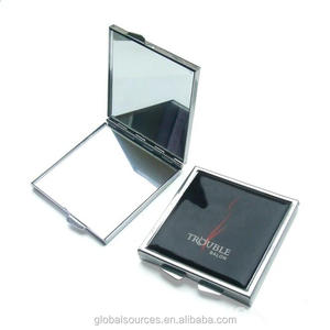 CHANNEL Modern Portable Square Compact Cosmetic Makeup Mirror with Epoxy Doming Logo
