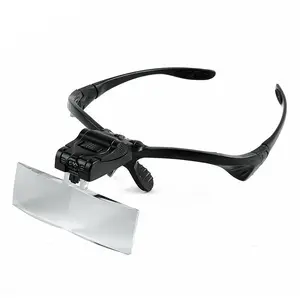 Nr. 9892B Stirnband lupe, Augen reparatur lupe, 2 LED-Licht 1,0/1,5/2,0/2,5/3,5X 5PC Brille Lupe Optische Linse