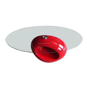 Style Simple/Salon/trempé Clair haut/Miroir/Résine en blanc/noir/rouge couleur peinture/table basse Ronde en verre