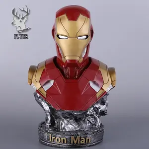 Bán sỉ 02 điêu khắc-Trang Chủ Bàn Trang Trí Nhựa Hình Sợi Thủy Tinh Iron Man Head Điêu Khắc