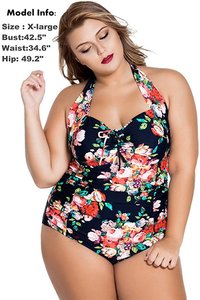 KY Wholesale Customized Women Retro <strong>Vintage</strong> One Piece Swimwear Floral Monokinis <strong>Swimsuit</strong> for Fat Woman - Product Image 4