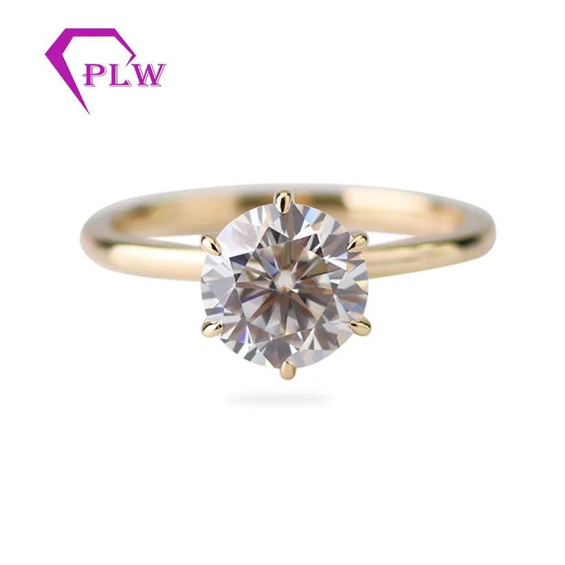 Provence gems moissanite gold classic style simple single diamond wedding ring