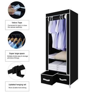 Armoire portable, <span class=keywords><strong>placard</strong></span> pliable, organisateur de vêtements, étagères <span class=keywords><strong>pour</strong></span> le rangement, résistant à la poussière, noir - Product Image 3