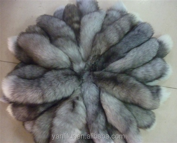 China wholesale 38cm 40cm 45cm big size silver fox tail natural color fluffy fox fur tail