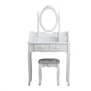4 çekmece Aynalı Tasarım Cam Makyaj Seti Mini Deri Tuvalet Masası